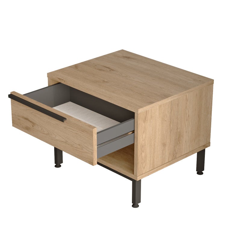 Home Canvas Modern Wooden Bedside Table with Drawer & Open Shelf - Image 5